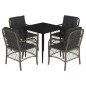vidaXL Set comedor de jardín 5 piezas con cojines ratán sintético gris vidaXL Set comedor de jardín 5 piezas con cojines ratán sintético gris