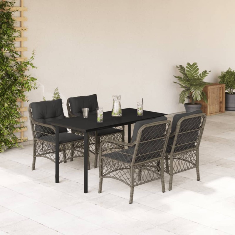 vidaXL Set comedor de jardín 5 piezas con cojines ratán sintético gris vidaXL Set comedor de jardín 5 piezas con cojines ratán sintético gris