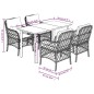 vidaXL Set comedor de jardín 5 piezas con cojines ratán sintético gris vidaXL Set comedor de jardín 5 piezas con cojines ratán sintético gris