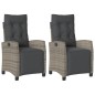 vidaXL Sillones reclinables jardín con reposapiés 2 uds ratán PE gris vidaXL Sillones reclinables jardín con reposapiés 2 uds ratán PE gris