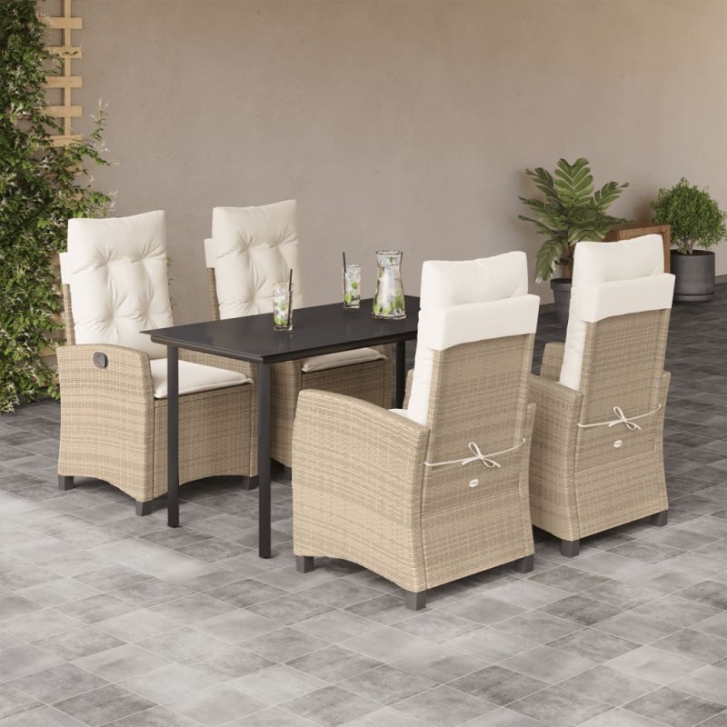 vidaXL Set comedor de jardín 5 pzas con cojines ratán sintético beige vidaXL Set comedor de jardín 5 pzas con cojines ratán sintético beige