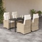 vidaXL Set comedor de jardín 5 pzas con cojines ratán sintético beige vidaXL Set comedor de jardín 5 pzas con cojines ratán sintético beige