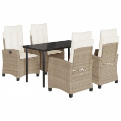 vidaXL Set comedor de jardín 5 pzas con cojines ratán sintético beige