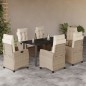 vidaXL Set comedor de jardín 7 pzas con cojines ratán sintético beige vidaXL Set comedor de jardín 7 pzas con cojines ratán sintético beige