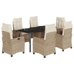 vidaXL Set comedor de jardín 7 pzas con cojines ratán sintético beige