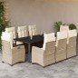 vidaXL Set comedor de jardín 9 pzas con cojines ratán sintético beige vidaXL Set comedor de jardín 9 pzas con cojines ratán sintético beige