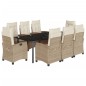 vidaXL Set comedor de jardín 9 pzas con cojines ratán sintético beige vidaXL Set comedor de jardín 9 pzas con cojines ratán sintético beige