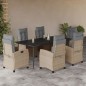 vidaXL Set comedor de jardín 7 pzas con cojines ratán sintético beige vidaXL Set comedor de jardín 7 pzas con cojines ratán sintético beige