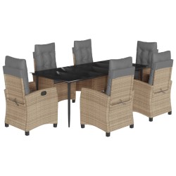 vidaXL Set comedor de jardín 7 pzas con cojines ratán sintético beige