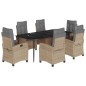 vidaXL Set comedor de jardín 7 pzas con cojines ratán sintético beige vidaXL Set comedor de jardín 7 pzas con cojines ratán sintético beige
