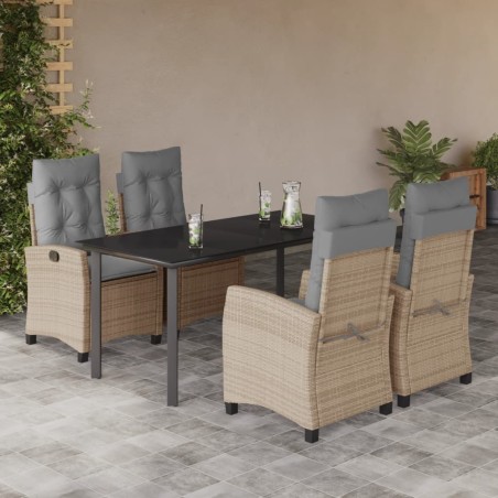 vidaXL Set comedor de jardín 5 pzas con cojines ratán sintético beige