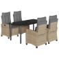vidaXL Set comedor de jardín 5 pzas con cojines ratán sintético beige vidaXL Set comedor de jardín 5 pzas con cojines ratán sintético beige