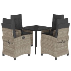 vidaXL Set comedor de jardín 5 pzas cojines ratán sintético gris claro