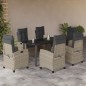 vidaXL Set comedor jardín 7 pzas y cojines ratán sintético gris claro