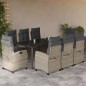 vidaXL Set comedor de jardín 9 pzas cojines ratán sintético gris claro vidaXL Set comedor de jardín 9 pzas cojines ratán sintético gris claro