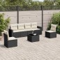 vidaXL Set de comedor de jardín 7 pzas y cojines ratán sintético negro vidaXL Set de comedor de jardín 7 pzas y cojines ratán sintético negro