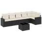 vidaXL Set de comedor de jardín 7 pzas y cojines ratán sintético negro vidaXL Set de comedor de jardín 7 pzas y cojines ratán sintético negro
