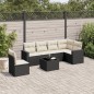 vidaXL Set de comedor de jardín 7 pzas y cojines ratán sintético negro vidaXL Set de comedor de jardín 7 pzas y cojines ratán sintético negro