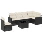 vidaXL Set de comedor de jardín 7 pzas y cojines ratán sintético negro vidaXL Set de comedor de jardín 7 pzas y cojines ratán sintético negro