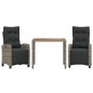 vidaXL Set comedor de jardín 3 piezas con cojines ratán sintético gris vidaXL Set comedor de jardín 3 piezas con cojines ratán sintético gris
