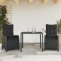 vidaXL Set comedor de jardín 3 pzas con cojines ratán sintético negro vidaXL Set comedor de jardín 3 pzas con cojines ratán sintético negro