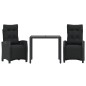 vidaXL Set comedor de jardín 3 pzas con cojines ratán sintético negro vidaXL Set comedor de jardín 3 pzas con cojines ratán sintético negro