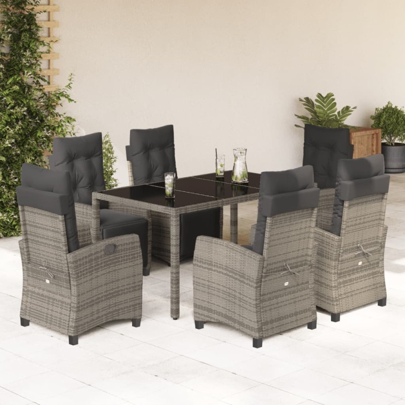 vidaXL Set comedor jardín 7 pzas y cojines ratán sintético gris vidaXL Set comedor jardín 7 pzas y cojines ratán sintético gris