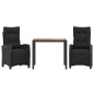 vidaXL Set comedor de jardín 3 pzas con cojines ratán sintético negro vidaXL Set comedor de jardín 3 pzas con cojines ratán sintético negro