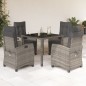 vidaXL Set comedor de jardín 5 piezas con cojines ratán sintético gris