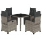 vidaXL Set comedor de jardín 5 piezas con cojines ratán sintético gris