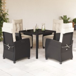 vidaXL Set de muebles jardín 5 pzas con cojines ratán sintético negro