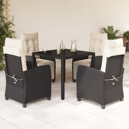 vidaXL Set de muebles jardín 5 pzas con cojines ratán sintético negro