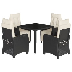 vidaXL Set de muebles jardín 5 pzas con cojines ratán sintético negro