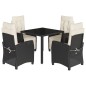 vidaXL Set de muebles jardín 5 pzas con cojines ratán sintético negro vidaXL Set de muebles jardín 5 pzas con cojines ratán sintético negro