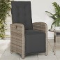 vidaXL Sillón reclinable de jardín con reposapiés ratán sintético gris vidaXL Sillón reclinable de jardín con reposapiés ratán sintético gris