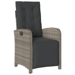 vidaXL Sillón reclinable de jardín con reposapiés ratán sintético gris