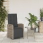 vidaXL Sillón reclinable de jardín con reposapiés ratán sintético gris vidaXL Sillón reclinable de jardín con reposapiés ratán sintético gris