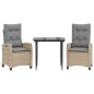 vidaXL Set comedor de jardín 3 pzas con cojines ratán sintético beige vidaXL Set comedor de jardín 3 pzas con cojines ratán sintético beige