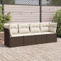 vidaXL Set de sofás de jardín 4 pzas y cojines ratán sintético marrón vidaXL Set de sofás de jardín 4 pzas y cojines ratán sintético marrón
