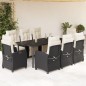 vidaXL Set de comedor de jardín 9 pzas y cojines ratán sintético negro vidaXL Set de comedor de jardín 9 pzas y cojines ratán sintético negro
