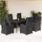 vidaXL Set de comedor de jardín 7 pzas y cojines ratán sintético negro vidaXL Set de comedor de jardín 7 pzas y cojines ratán sintético negro