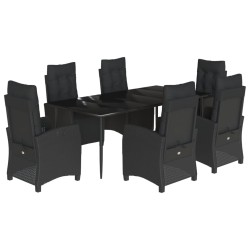 vidaXL Set de comedor de jardín 7 pzas y cojines ratán sintético negro