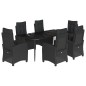 vidaXL Set de comedor de jardín 7 pzas y cojines ratán sintético negro vidaXL Set de comedor de jardín 7 pzas y cojines ratán sintético negro