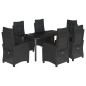 vidaXL Set de comedor de jardín 7 pzas y cojines ratán sintético negro vidaXL Set de comedor de jardín 7 pzas y cojines ratán sintético negro