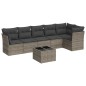 vidaXL Set de sofás de jardín 7 piezas con cojines ratán PE gris vidaXL Set de sofás de jardín 7 piezas con cojines ratán PE gris