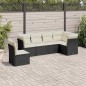 vidaXL Set de sofás de jardín 6 piezas y cojines ratán sintético negro vidaXL Set de sofás de jardín 6 piezas y cojines ratán sintético negro