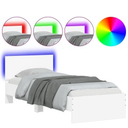 vidaXL Estructura de cama con cabecero y luces LED blanco 90x190 cm