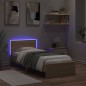 vidaXL Estructura de cama cabecero luces LED roble Sonoma 90x190 cm vidaXL Estructura de cama cabecero luces LED roble Sonoma 90x190 cm