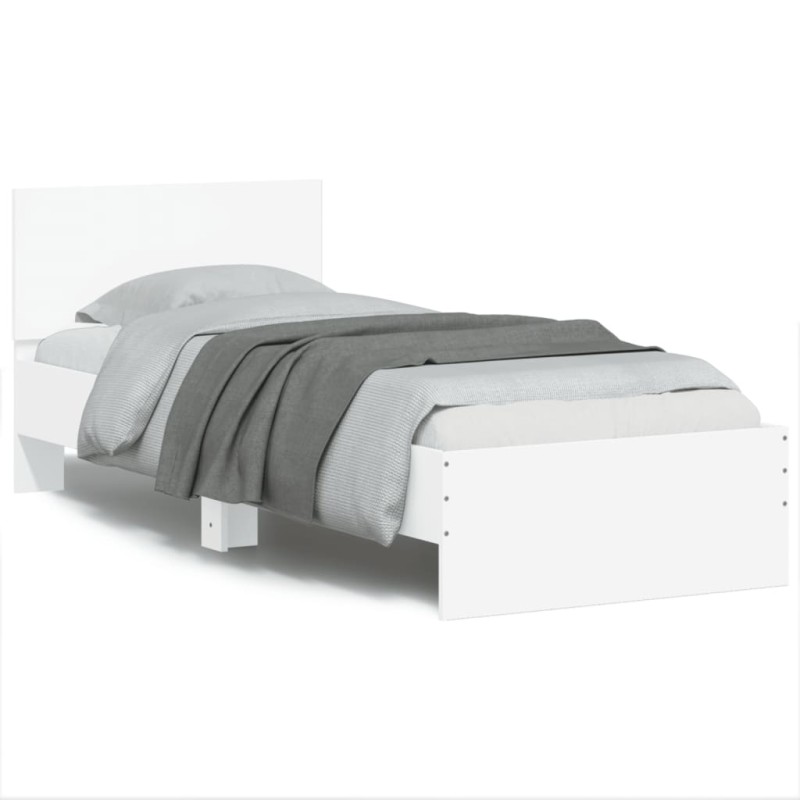 vidaXL Estructura de cama con cabecero y luces LED blanco 75x190 cm vidaXL Estructura de cama con cabecero y luces LED blanco 75x190 cm