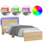 vidaXL Estructura de cama cabecero luces LED roble Sonoma 75x190 cm vidaXL Estructura de cama cabecero luces LED roble Sonoma 75x190 cm